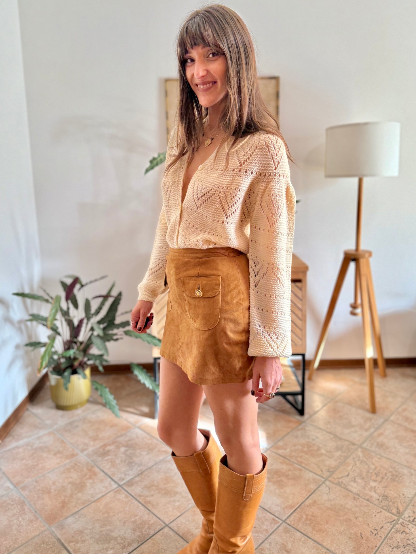 1960's vintage hand knit cream cardigan with tassel details