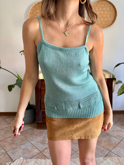 1990's vintage powder blue knit cotton top
