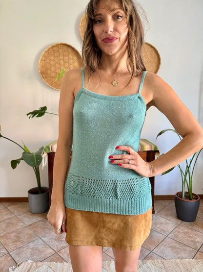 1990's vintage powder blue knit cotton top