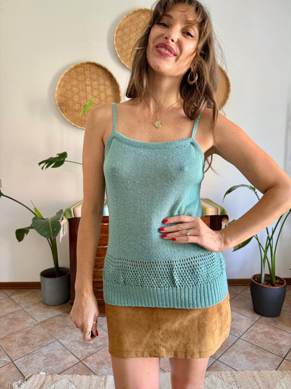 1990's vintage powder blue knit cotton top