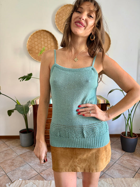 1990's vintage powder blue knit cotton top