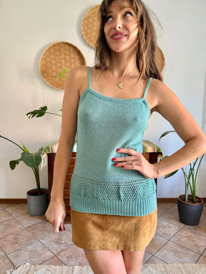1990's vintage powder blue knit cotton top