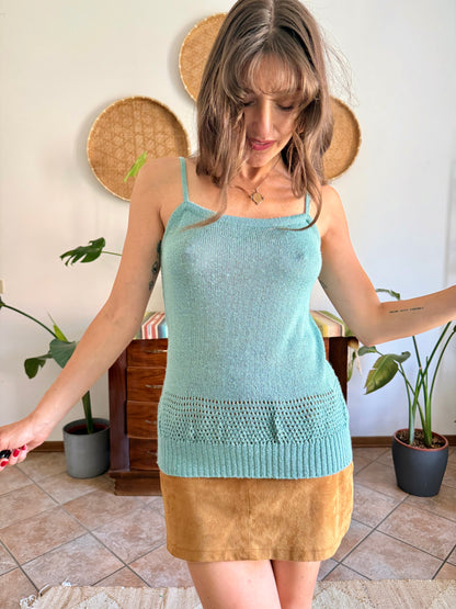 1990's vintage powder blue knit cotton top