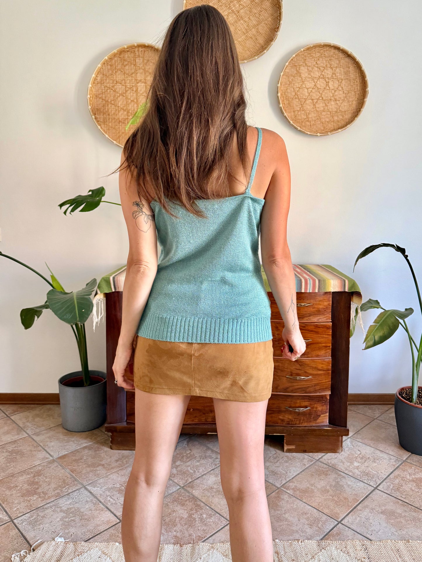 1990's vintage powder blue knit cotton top