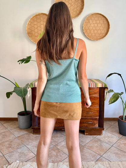 1990's vintage powder blue knit cotton top