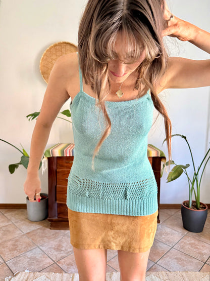 1990's vintage powder blue knit cotton top