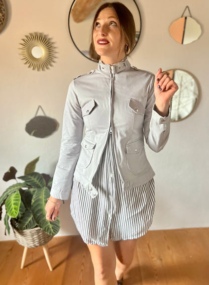 1990's vintage light grey cotton moto style jacket