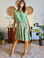 1960's vintage hand made mint green silk midi dress with floral print