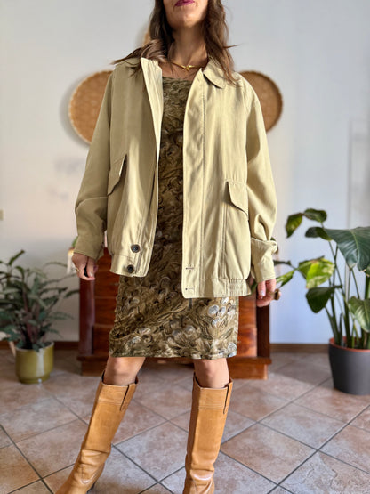 1990's vintage oversize khaki micro suede utility jacket