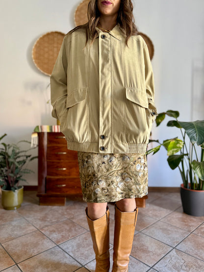 1990's vintage oversize khaki micro suede utility jacket