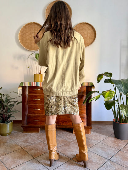 1990's vintage oversize khaki micro suede utility jacket