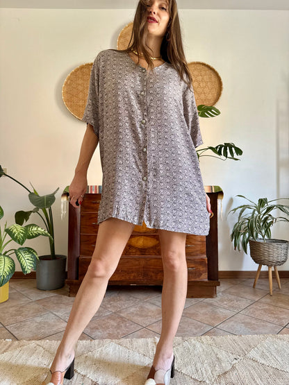 1990's vintage multi tonal grey mini shirt dress