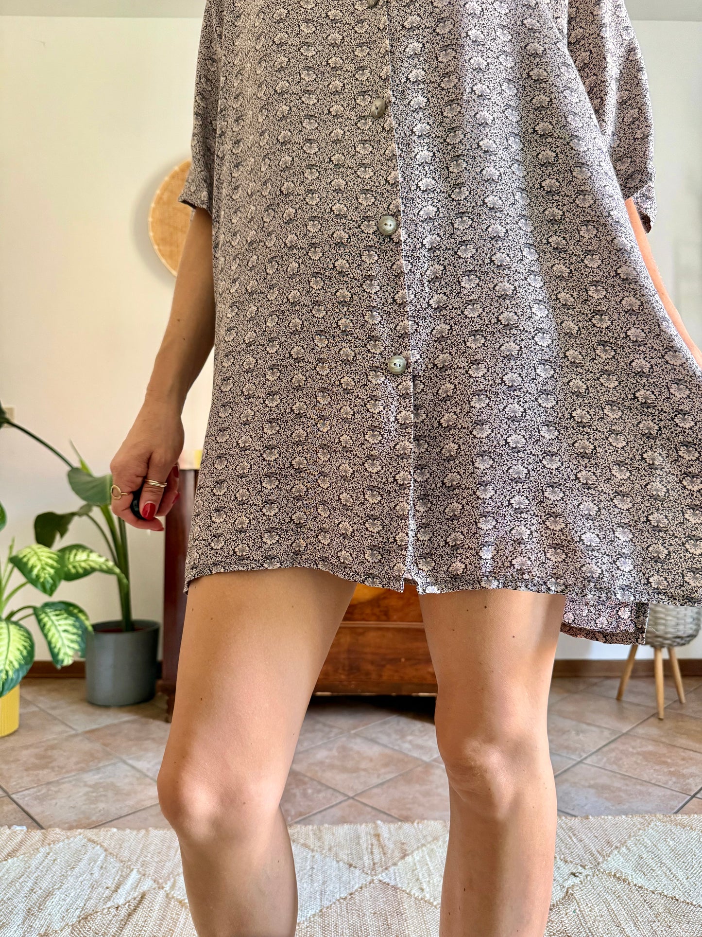 1990's vintage multi tonal grey mini shirt dress
