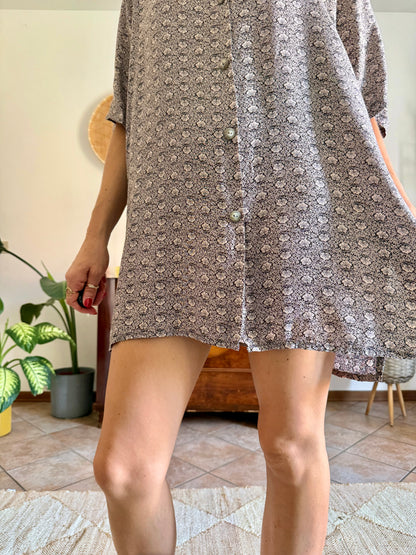 1990's vintage multi tonal grey mini shirt dress