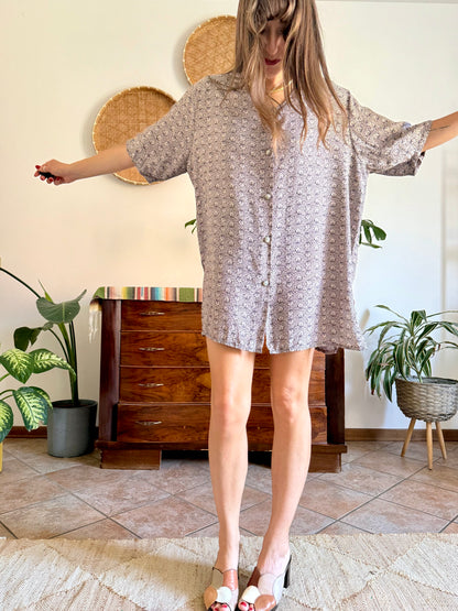 1990's vintage multi tonal grey mini shirt dress
