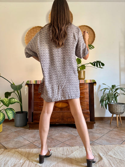 1990's vintage multi tonal grey mini shirt dress