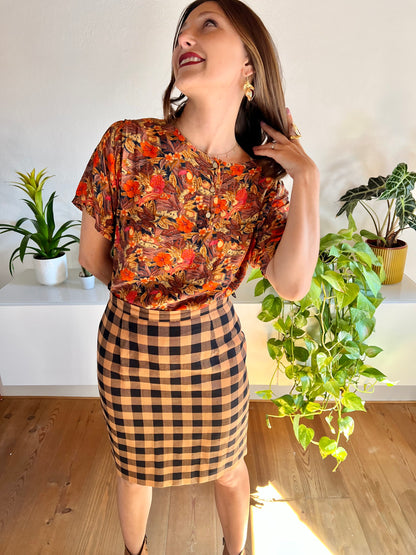 1980's vintage tropical flower and toucan print oversize blouse