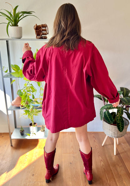 1970's vintage burgundy water resistant trench coat