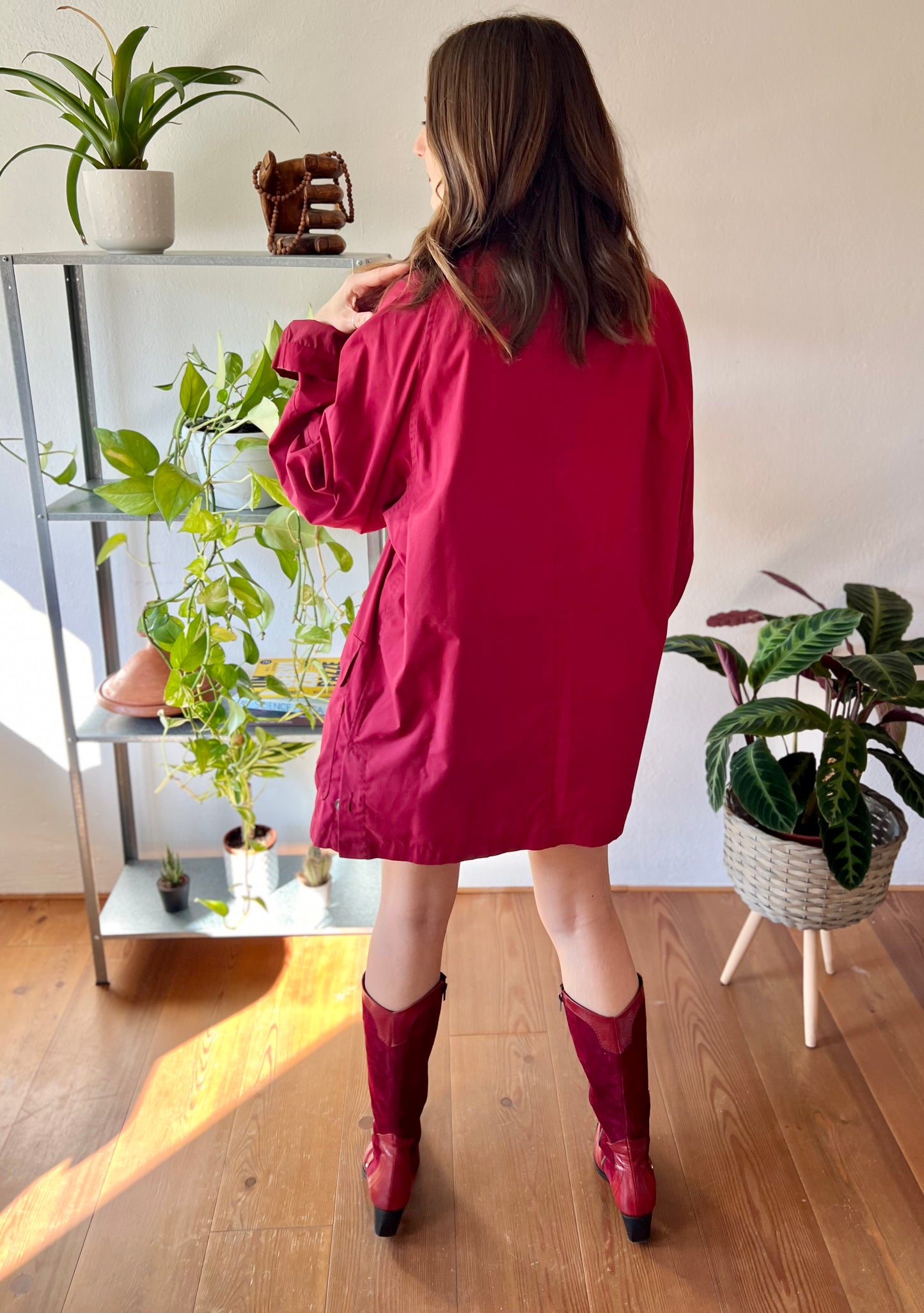 1970's vintage burgundy water resistant trench coat