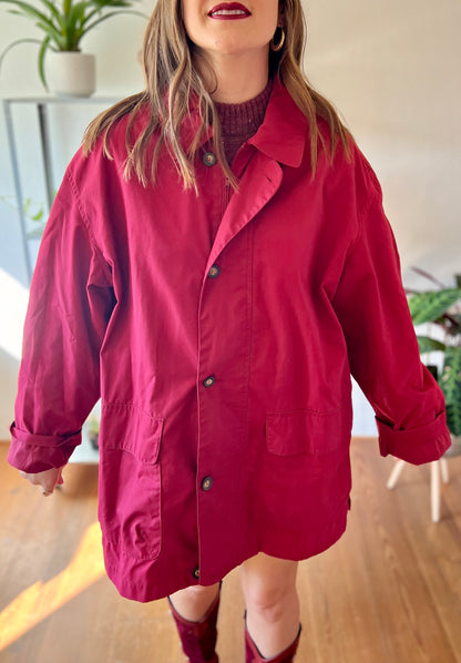 1970's vintage burgundy water resistant trench coat