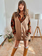 1970's vintage hand knit oversize tan wool knit vest