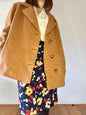 1970's vintage beige and tan houndstooth wool over coat