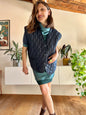 1970's vintage oversize navy blue quilted vest