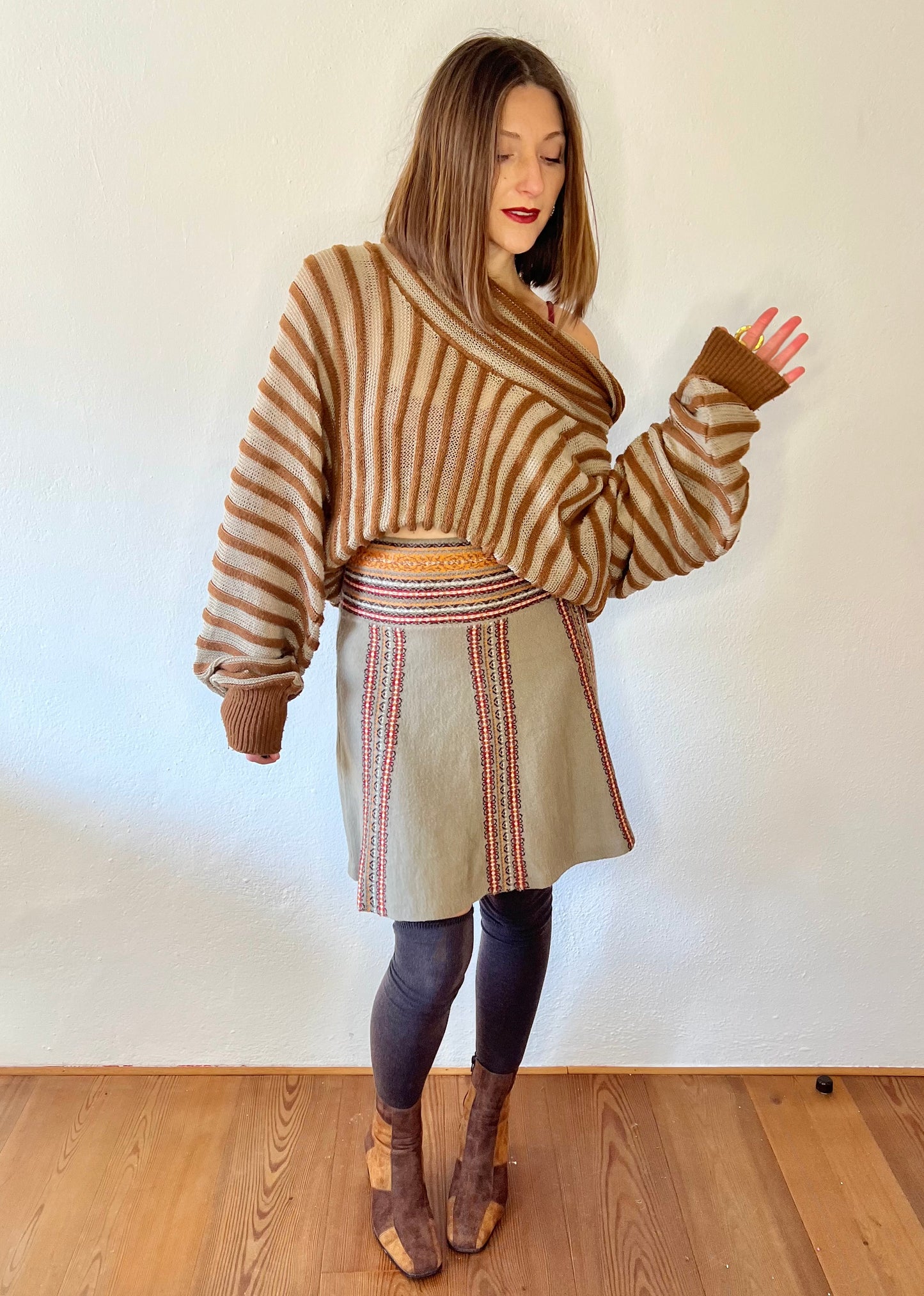 1990's vintage wool blend knit mini skirt