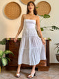 1970's vintage semi sheer black and white floral eyelet maxi skirt