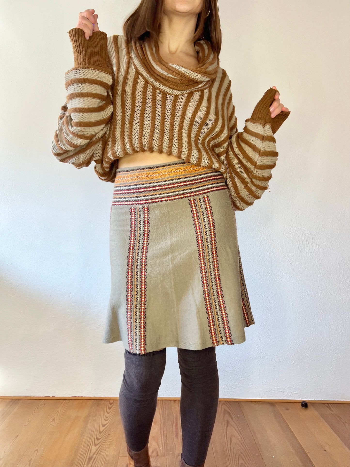 1990's vintage wool blend knit mini skirt