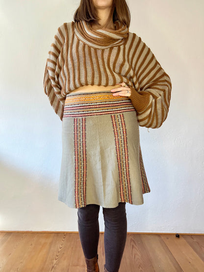 1990's vintage wool blend knit mini skirt