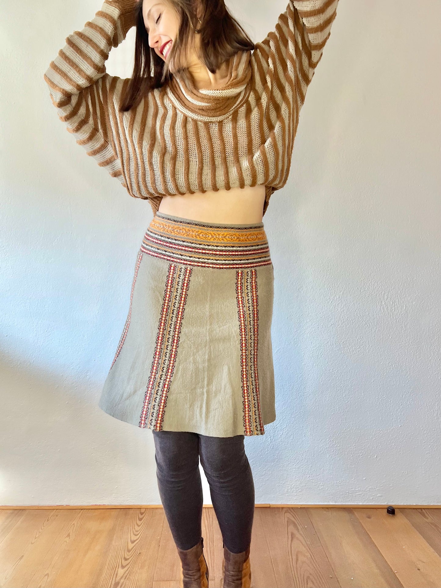 1990's vintage wool blend knit mini skirt