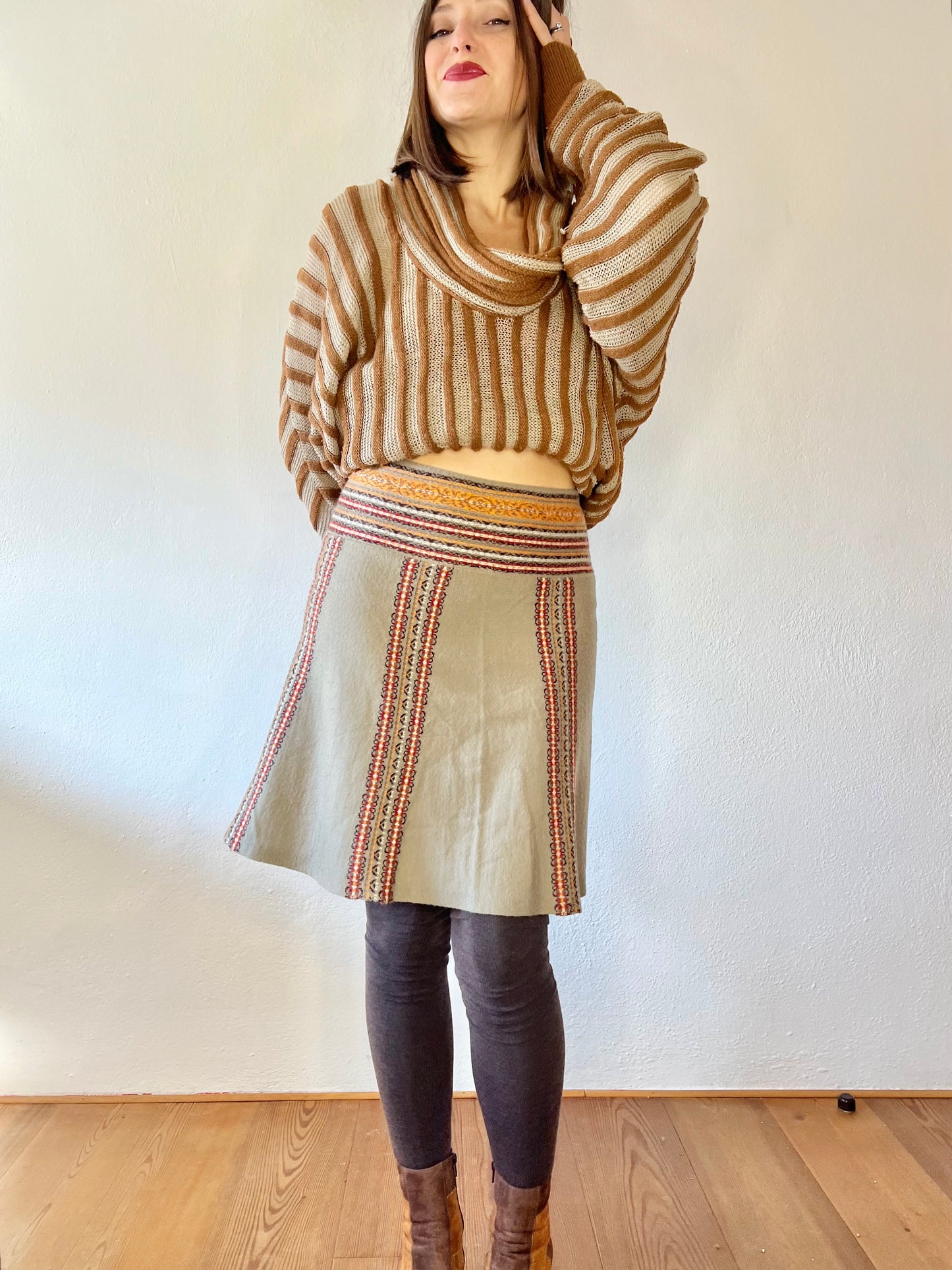 1990's vintage wool blend knit mini skirt