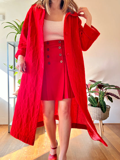 1960's vintage cherry red fleece quilted robe