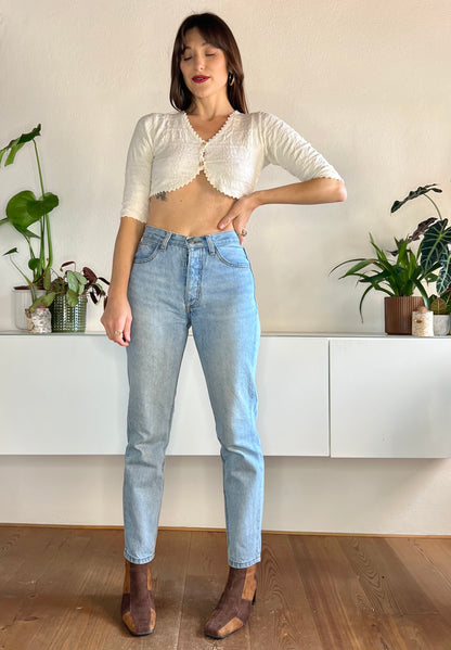 1980's vintage high waisted light wash straight leg jeans