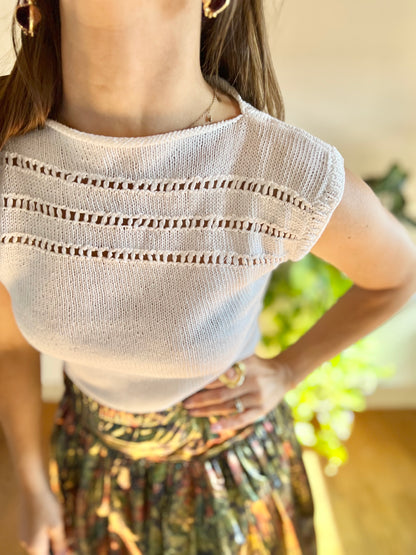 1970's vintage white hand knit top