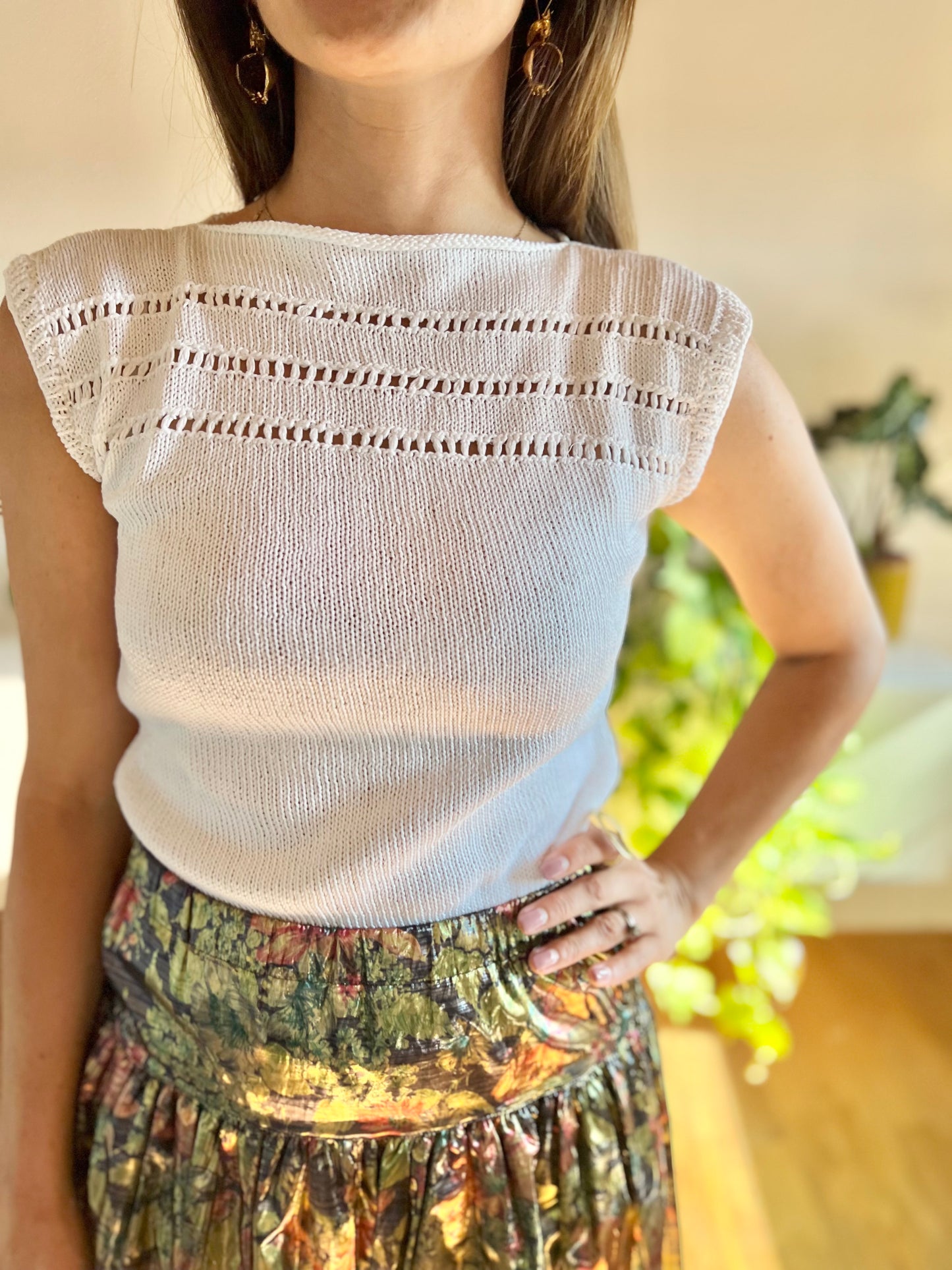 1970's vintage white hand knit top