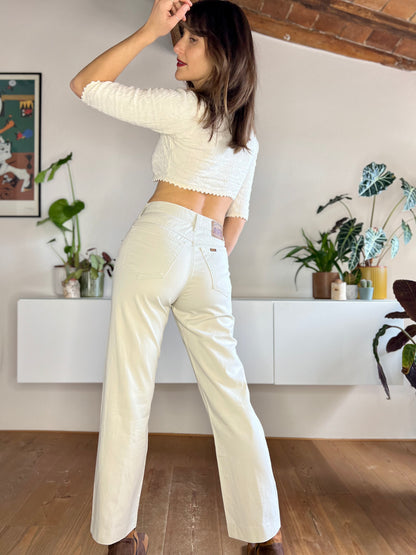 1980's vintage high waisted cream jeans