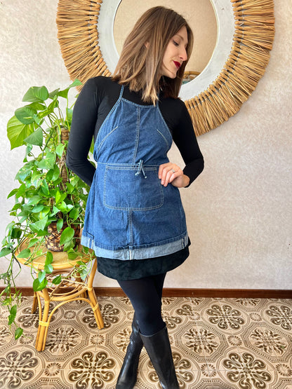 1990's vintage dark blue denim halter top