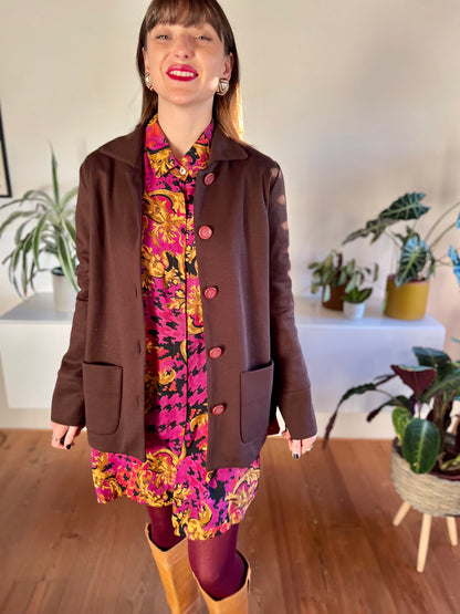 1970's vintage bordeaux wool blend knit jacket