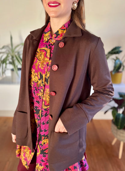 1970's vintage bordeaux wool blend knit jacket