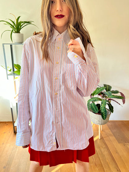 1970's vintage oversize red, white and blue stripe shirt