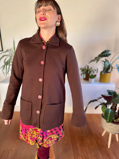 1970's vintage bordeaux wool blend knit jacket