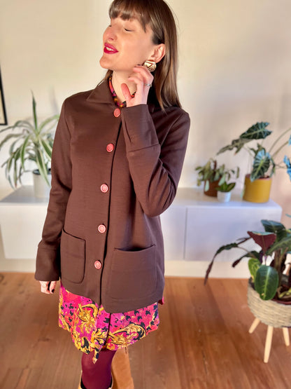 1970's vintage bordeaux wool blend knit jacket