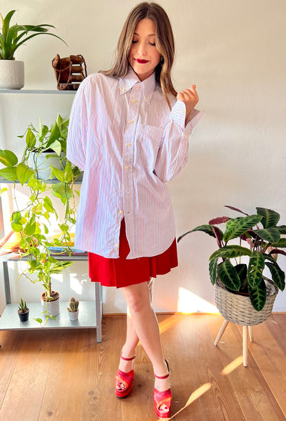 1970's vintage oversize red, white and blue stripe shirt