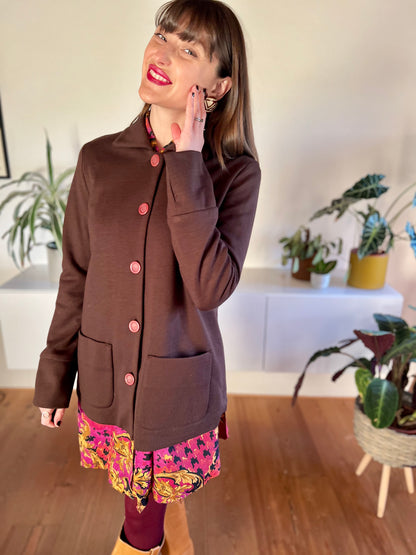 1970's vintage bordeaux wool blend knit jacket