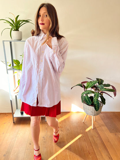 1970's vintage oversize red, white and blue stripe shirt