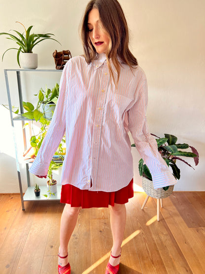 1970's vintage oversize red, white and blue stripe shirt