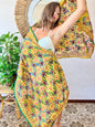 1970's vintage multicolor hand embroidered floral shawl