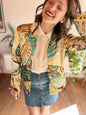 1990's vintage turquoise and brown silk butterfly blazer